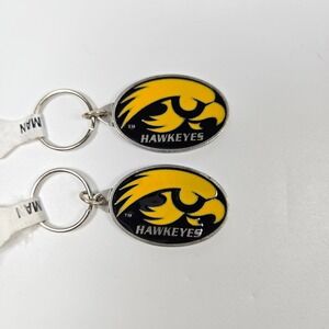 Lot of 2 Iowa Hawkeyes Keychain Collegiate Licensed Oval Logo Metal Silver USA